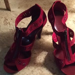 Michael Kors Red Suede Zipfront shoes. Never worn.